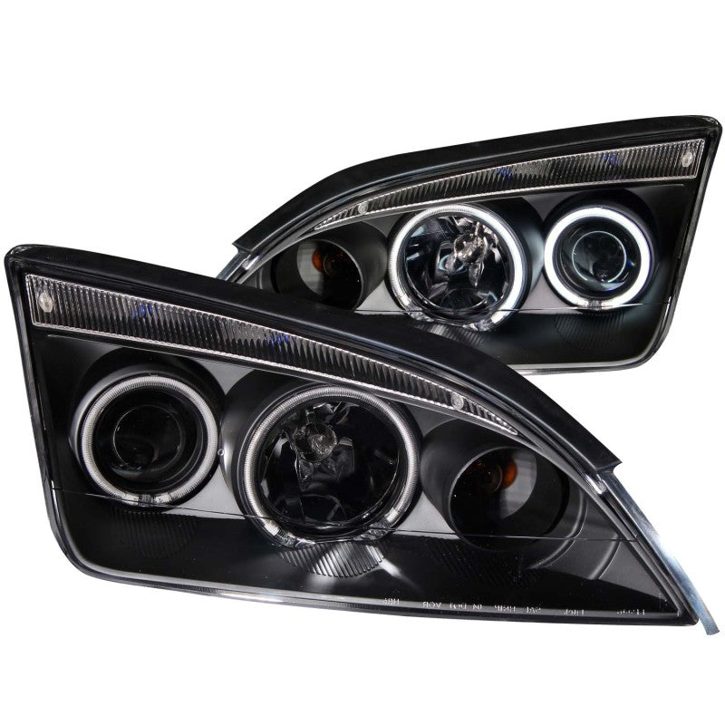 ANZO 2005-2007 Ford Focus Projector Headlights w/ Halo Black - GTR Auto