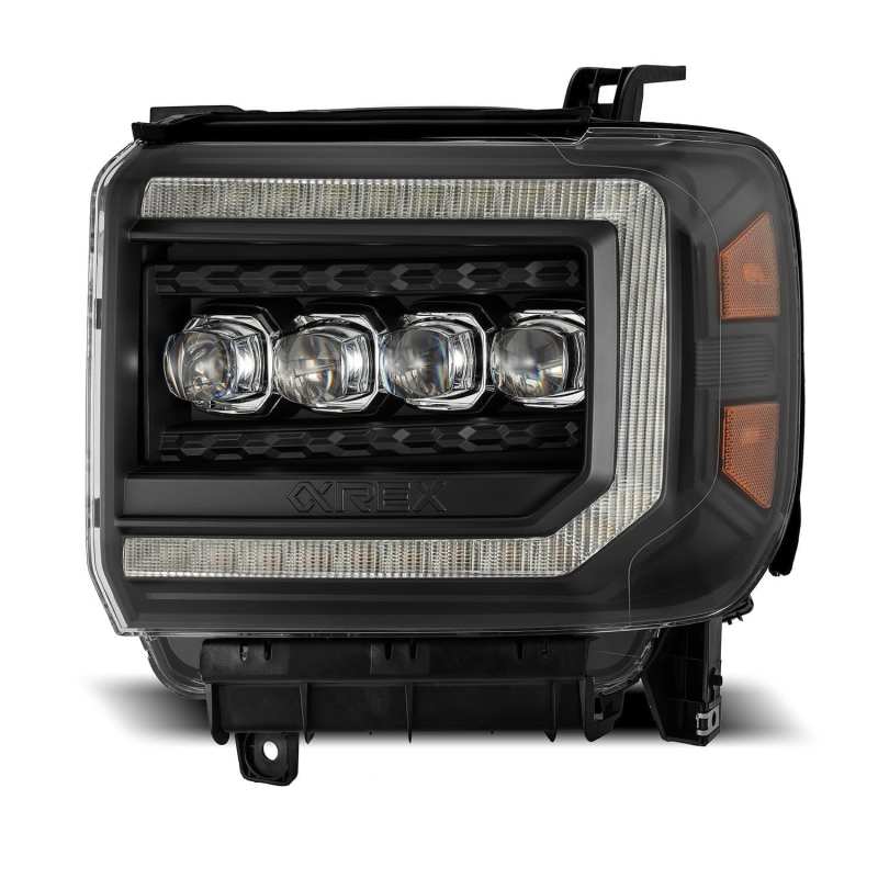 AlphaRex 14-18 GMC Sierra NOVA LED Proj Headlights Plank Style Black w/Activ Light/Seq Signal/DRL - GTR Auto