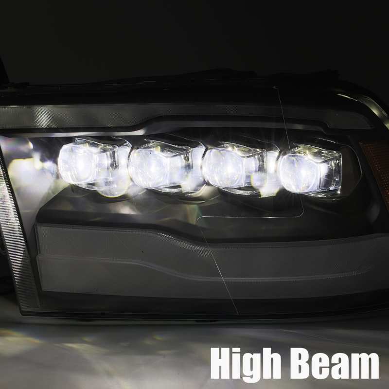 AlphaRex 09-18 Dodge Ram 1500HD NOVA LED Projector Headlights Plank Style Design Alpha Black w/DRL - GTR Auto