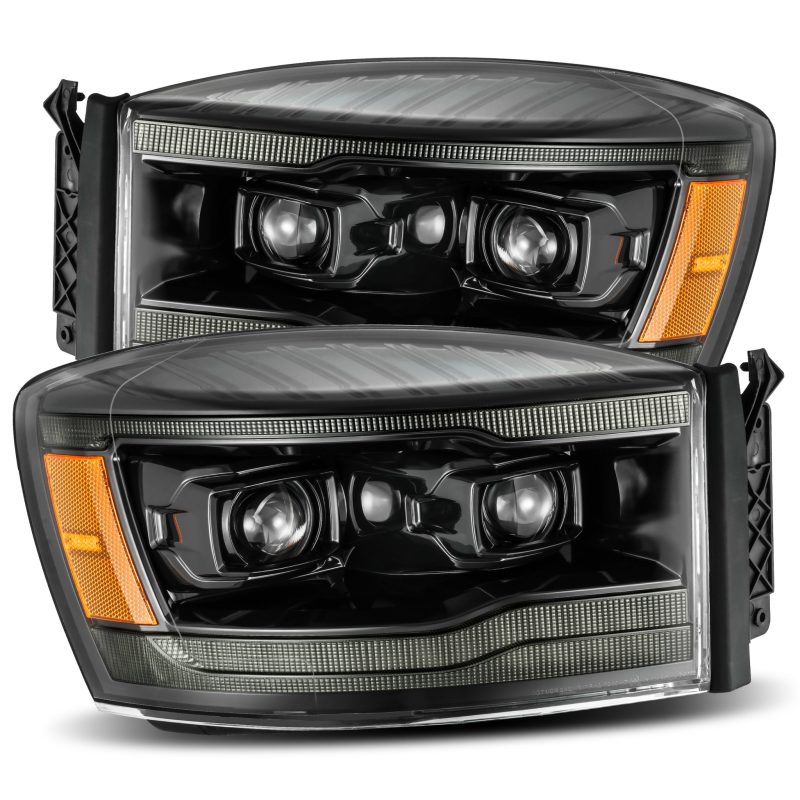 AlphaRex 06-08 Dodge Ram 1500HD PRO-Series Proj Headlights Plank Style Alpha Black w/Seq Signal/DRL - GTR Auto
