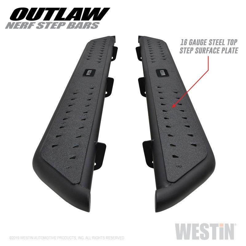 Westin 14-18 Chevrolet/GMC Silv/Seirra 1500 Double Cab Outlaw Nerf Step Bars - Textured Black - GTR Auto