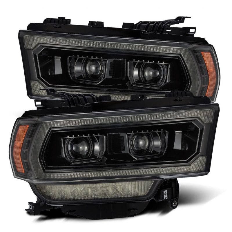 AlphaRex 19-21 Ram 2500 PRO-Series Projector Headlights Plank Style Alpha Black w/Activation Light - GTR Auto