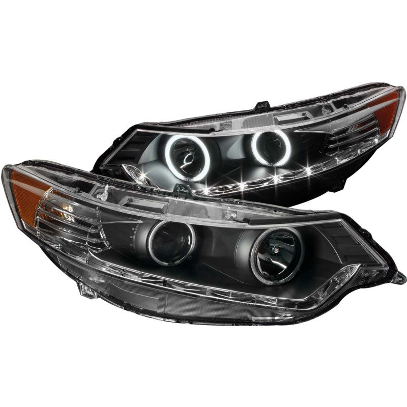 ANZO 2009-2012 Acura TSX Projector Headlights w/ Halo Black (CCFL) (HID Compatible) - GTR Auto