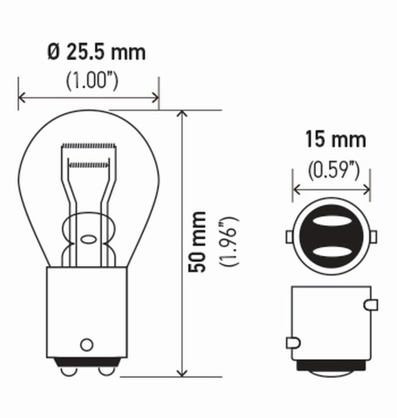 Hella Bulb 1034 12V 23/8W Bay15D S8 (2) - GTR Auto