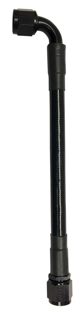 Fragola -8AN Ext Black PTFE Hose Assembly Straight x 90 Degree 16in 6028-1-2-16BL