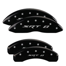 Load image into Gallery viewer, MGP 4 Caliper Covers Engraved Front &amp; Rear SRT8 Black finish silver ch - GTR Auto