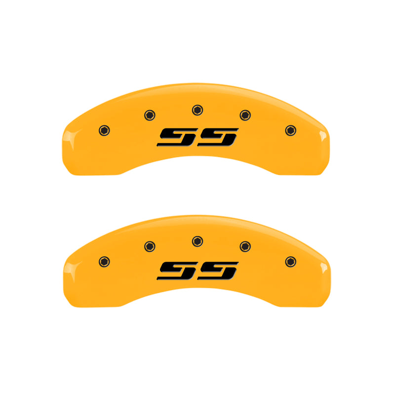 MGP 4 Caliper Covers Engraved Front & Rear Silverado SS Yellow Finish Black Char 2001 Chevy Tahoe - GTR Auto