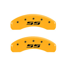 Load image into Gallery viewer, MGP 4 Caliper Covers Engraved Front &amp; Rear Silverado SS Yellow Finish Black Char 2001 Chevy Tahoe - GTR Auto