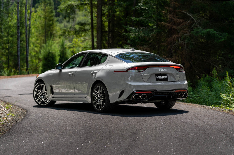 MBRP 2022 Kia Stinger 3.3L T304 SS Cat-Back Exhaust- Dual Split Rear Quad Outlet Uses Factory Bezels - GTR Auto