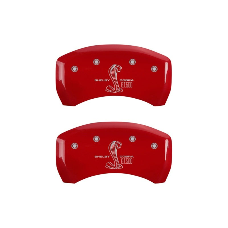 MGP Rear set 2 Caliper Covers Engraved Rear GT500 Shelby & Cobra Red finish silver ch - GTR Auto