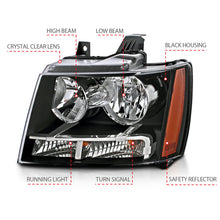 Load image into Gallery viewer, ANZO 2007-2014 Chevrolet Tahoe/Suburban Crystal Headlights Black - GTR Auto