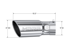Load image into Gallery viewer, MBRP Universal Tip 6in OD 5in Inlet 15.5in Length 30 Deg Bend Angled Rolled End T304 - GTR Auto