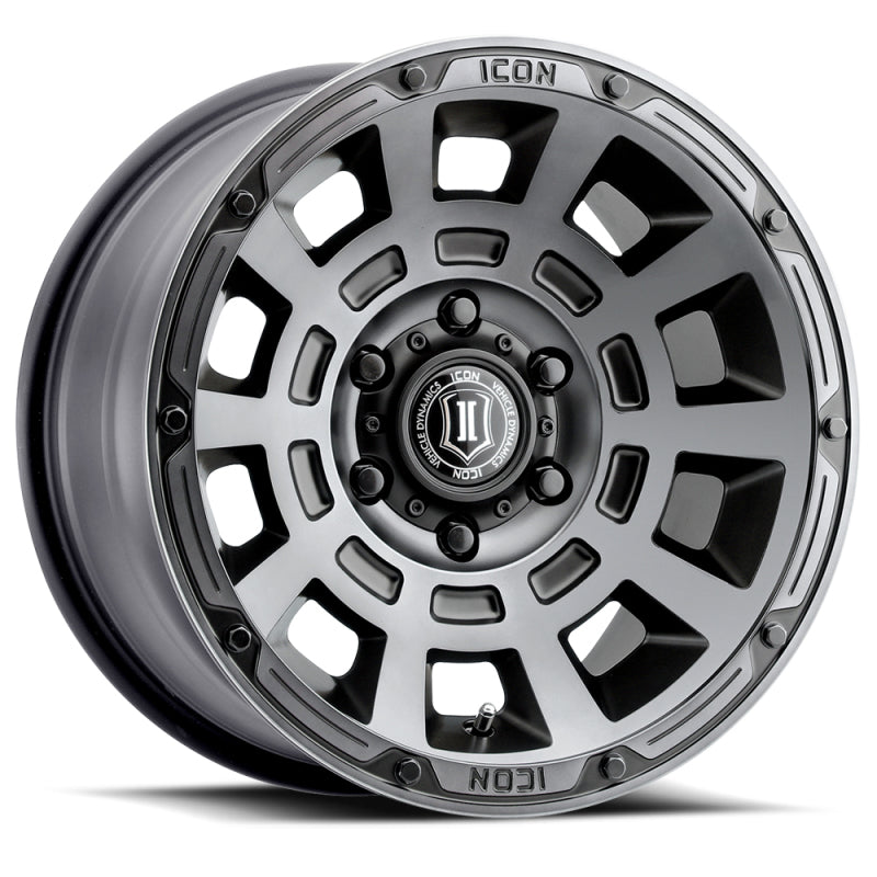 ICON Thrust 17x8.5 6x120 0mm Offset 4.75in BS Smoked Satin Black Tint Wheel - GTR Auto