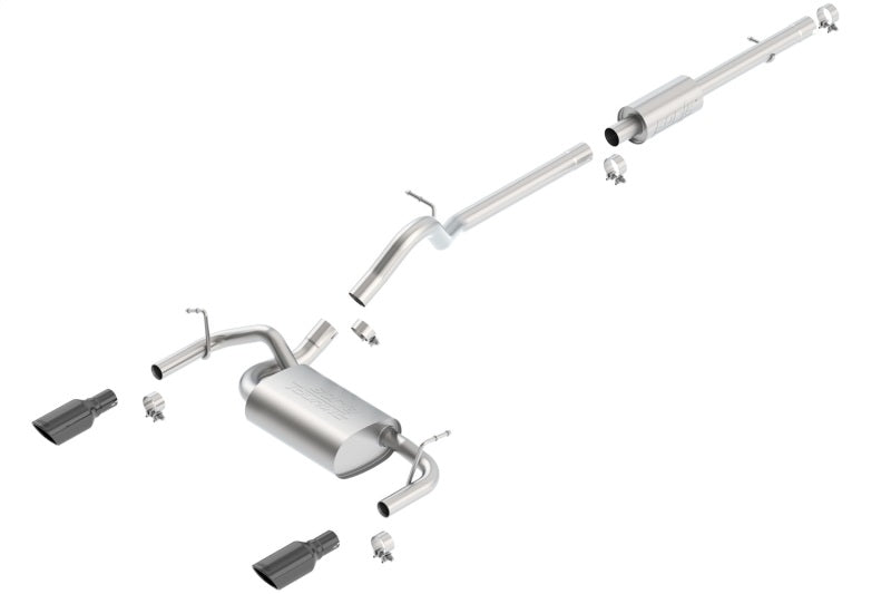 Borla 12-16 Jeep Wrangler 3.6L AT/MT 4DR 4WD S SQ RL AC SR 2.5in 2in TIP 3.5inx3.28in Black Chrome - GTR Auto