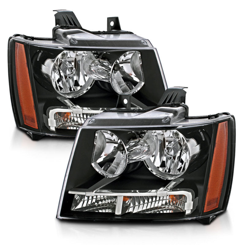 ANZO 2007-2014 Chevrolet Tahoe/Suburban Crystal Headlights Black - GTR Auto