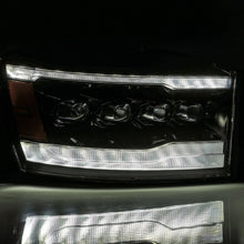 Load image into Gallery viewer, AlphaRex 06-08 Ram 1500HD NOVA LED Proj Headlights Plank Style Alpha Blk w/Seq Signal/DRL/Amber LED