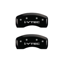Load image into Gallery viewer, MGP 4 Caliper Covers Engraved Front &amp; Rear I-Vtec Black Finish Silver Char 2017 Acura MDX
