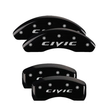 Load image into Gallery viewer, MGP 4 Caliper Covers Engraved Front &amp; Rear MGP Yellow Finish Black Char 2007 Honda Civic