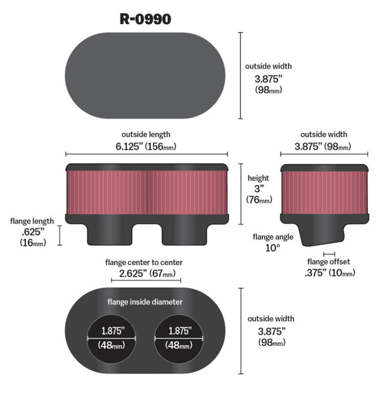 K&N Universal Rubber Filter - GTR Auto