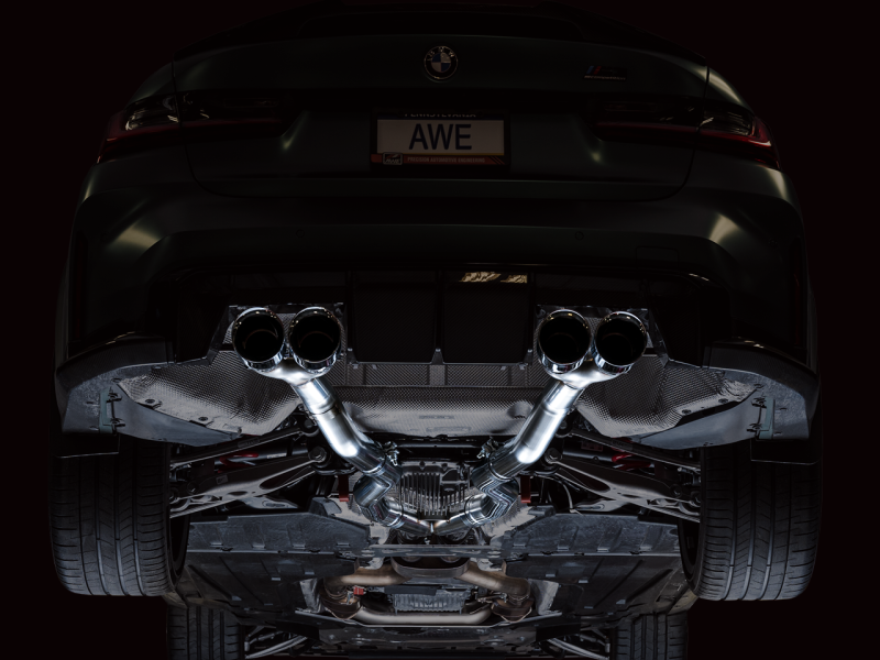 AWE Tuning Track Edition Cat-Back Exhaust for BMW G8X M3/M4 - Chrome Silver Tips