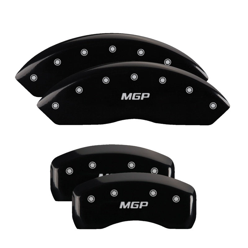 MGP 4 Caliper Covers Engraved Front & Rear MGP Black finish silver ch - GTR Auto