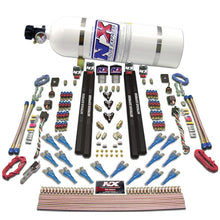Load image into Gallery viewer, Nitrous Express Shark Dual Stage/Gas/Rails 16 Nozzles Nitrous Kit (200-1200HP) w/15lb Bottle 90208-15