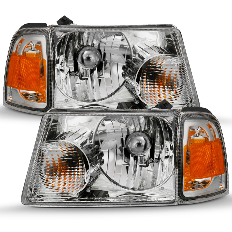 ANZO 2001-2011 Ford Ranger Crystal Headlight Chrome w/Corner Lights (OE Replacement) - GTR Auto