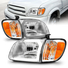 Load image into Gallery viewer, ANZO 00-04 Toyota Tundra (Reg/Acc Cab Only) Crystal Headlights w/Lgt Bar Chrome w/Corner Lights 2pc - GTR Auto