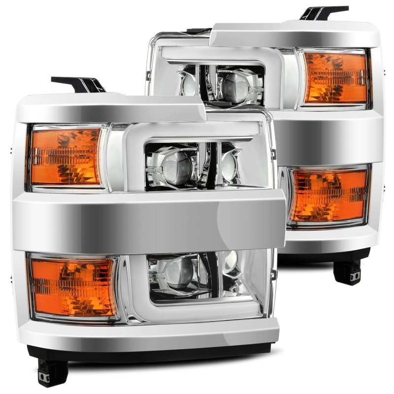 AlphaRex 15-19 Chevy Silverado 2500HD PRO-Series Headlight Plank Chrome w/Activ Light/Seq Signal/DRL - GTR Auto