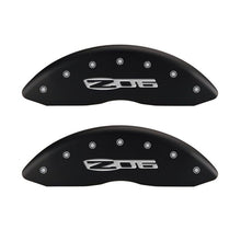 Load image into Gallery viewer, MGP 4 Caliper Covers Engraved Front C6/Corvette Engraved Rear C6/Z06 Red finish silver ch