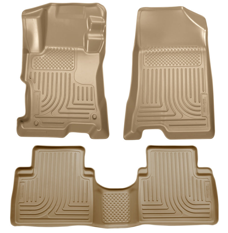Husky Liners 08-12 Honda Accord (4DR) WeatherBeater Combo Tan Floor Liners (One Piece for 2nd Row) - GTR Auto