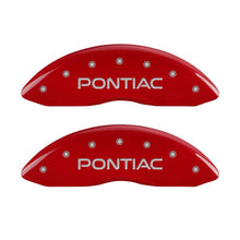 Load image into Gallery viewer, MGP 4 Caliper Covers Engraved Front Pontiac Rear Arrow Red Finish Silver Char 2006 Pontiac GTO
