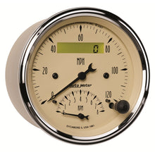 Load image into Gallery viewer, AutoMeter Gauge Tach/Speedo 3-3/8in. 120MPH &amp; 8K RPM Elec. Program. Antique Beige