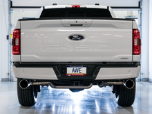 Load image into Gallery viewer, AWE Tuning 0FG 21+ Ford F150 Dual Split Rear Exhaust - 5in Chrome Silver Tips