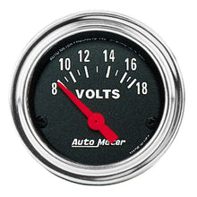 Load image into Gallery viewer, Autometer Traditional Chrome 52mm 8-18 Volts Short Sweep Electrical Voltmeter