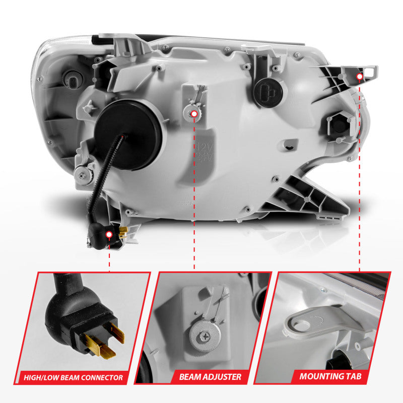 ANZO 12-15 Toyota Tacoma Projector Headlights - w/ Light Bar Switchback Black Housing - GTR Auto