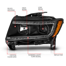 Load image into Gallery viewer, ANZO 11-13 Jeep Grand Cherokee (Factory Halogen Only) Projector Headlights w/Light Bar Swtchbk Black - GTR Auto