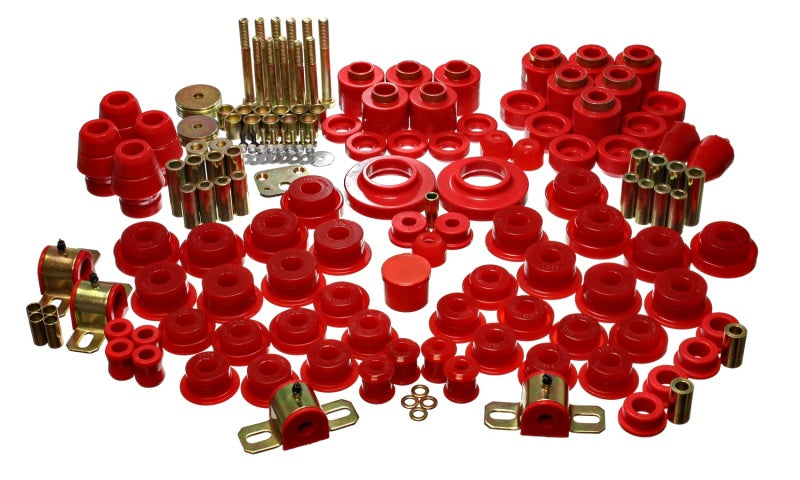 Energy Suspension 97-06 Jeep Wrangler TJ (w/ 1in Body Lift Kit) Red Hyper-Flex Master Bushing Set - GTR Auto