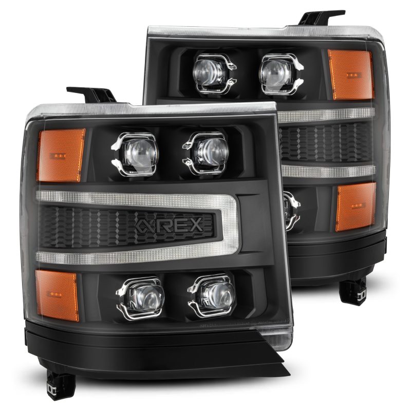 AlphaRex 16-18 Chevy 1500HD NOVA-Series LED Proj Headlights BK w/Actv Lgt/SeqSig & DRL (Req 810023) - GTR Auto